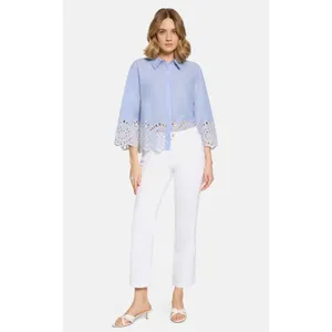 Chelsea & Theodore Light Blue Eyelet Embroidered Cotton Button Up Shirt M thumbnail 3