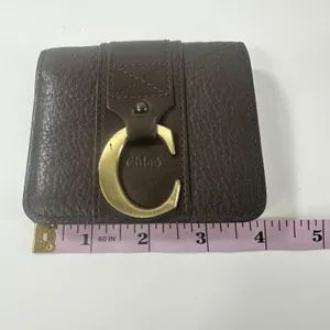 Chloé Wallet Womens One Size Brown Leather Chain C Logo Trifold Wristlet thumbnail 15
