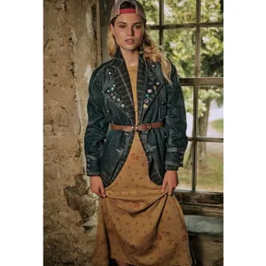 Free People Imogene Denim Officer Jacket in Ensign Wash Large Military Denim thumbnail 8