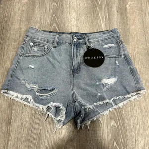 White Fox Push My Buttons Mid Blue Wash Denim Shorts NWT Size S thumbnail 2