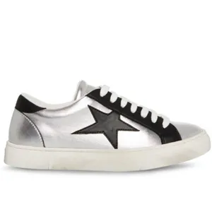 NEW Steve Madden Rezume Silver/Black Lace Up Rounded Toe Fashion Leather thumbnail 2
