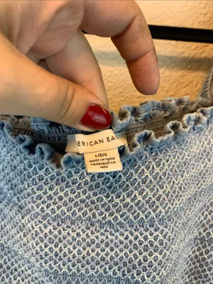 American Eagle pheasant top sz L western country festival preppy embroidered thumbnail 2