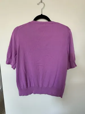 Talbots Purple Short Sleeve V-Neck Button Cardigan Sweater XL thumbnail 4