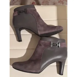 Bandolino BDLAPPO Grey Leather Suede Mixed Media Ankle Boots Womens 8M thumbnail 4