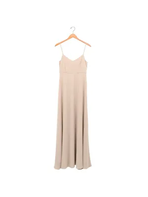NWT Show Me Your Mumu Faith Chiffon Long Maxi Dress M Soft Beige thumbnail 4