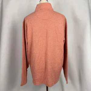 Bugatchi Quarter Zip Pullover Womens Large‎ Striped Coral Orange Casual thumbnail 4