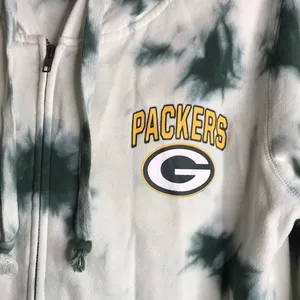 NFL team apparel green‎ tie dye Green Bay packers footballs zip up hoodie jacket thumbnail 5