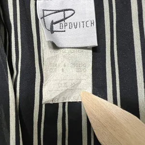 Popovitch Vintage Striped Sheer Top Midi Dress Black White‎ Gold Button Size 10 thumbnail 3