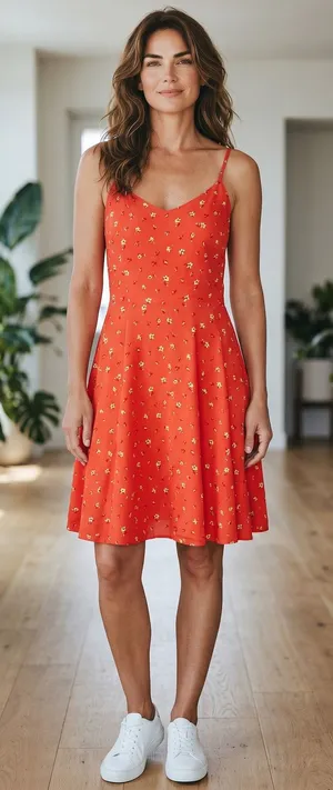 Gap Sundress Orange Floral Print V Neck Sleeveless A Line Summer Dress XS Casual thumbnail 1
