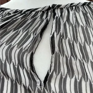 Isabel Marant Etoile Black and White Argyle Fray Hem 100% Silk Blouse Women’s S thumbnail 2