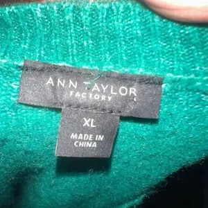 Ann Taylor bright green soft XL pullover luxe sweater thumbnail 4