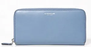 Coach Periwinkle Light Blue Leather Accordion Continental Zip Around Long Wallet thumbnail 1