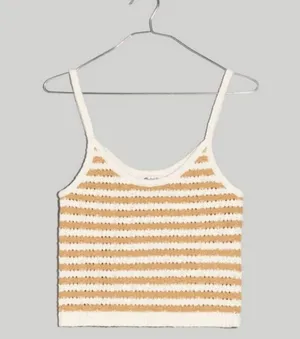 💕MADEWELL💕 Open Stitch Cardigan Sweater + Tank Set Stiped Earthen Sand Medium thumbnail 10