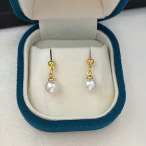 8mm White Pearl Dangle Drop Earrings for Women thumbnail 4