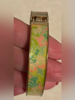 Lilly Pulitzer Colorful Floral Print Gold Tone Hinged Cuff Bracelet thumbnail 7