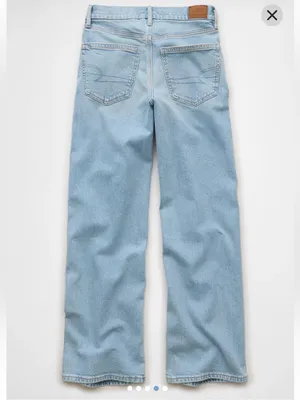 American Eagle Strigid Curvy Super High-Rise‎ Baggy Straight Leg Jeans Size 0 thumbnail 7