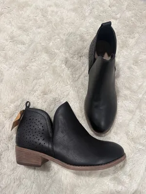 VEPOSE WOMEN'S ANKLE BOOTS‎ LOW HEELS CHUNKY CUTOUT BOOTIES SHOES Size 7.5 thumbnail 1