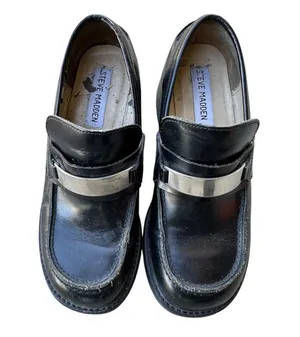 Steve Madden Y2K vintage chunky leather block heel loafers thumbnail 1