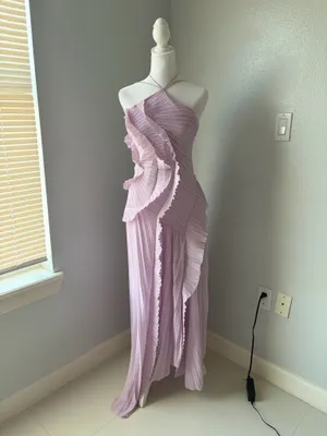 Lilac purple halter formal dress thumbnail 2