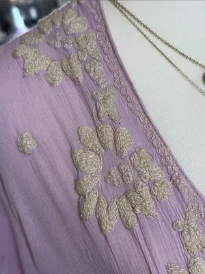 FREE PEOPLE Fable Lilac Blossom Embroidered Boho Gypsy Peasant Maxi Dress Large thumbnail 8