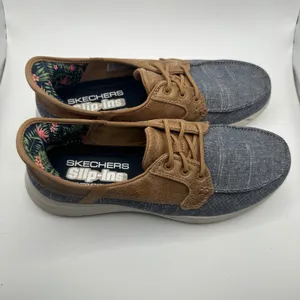 Skechers Slip-ins On-the-GO Ideal Navy Tan Boat Shoes 138215 Womens 8.5 thumbnail 3