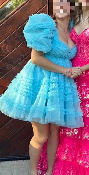 Amarra Homecoming Dress Baby Blue Puffy Size 4 thumbnail 1