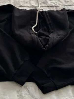 GAP Black cropped fleece Hoodie Sweater with White Drawstrings, size XL casual thumbnail 9