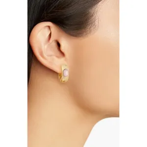 Gold Tone Hoop Earrings Natasha Lead Compliant Fashion Jewelry Chic‎ NWT thumbnail 2