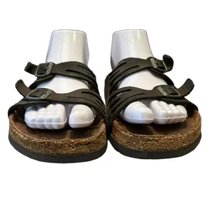 Birkenstock‎ Womens Granada Soft Habana Black Leather Sandals Size 40 US 9 thumbnail 2