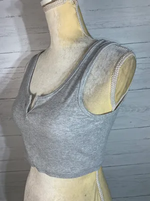 gray ribbed crop top size M thumbnail 3