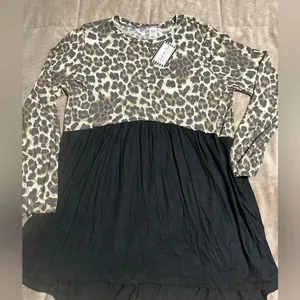Leopard and Black Flowy Top Tunic Size 3XL NWT thumbnail 1