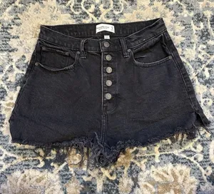 Abercrombie and Fitch High-rise Mom Jean Shorts Black Denim Curve Love Size 27/4 thumbnail 1