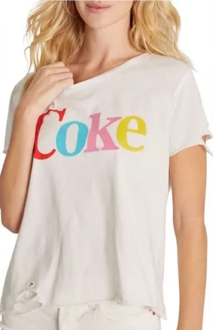 NWT Wildfox Coke Stellar White Graphic Tee Size Medium thumbnail 1
