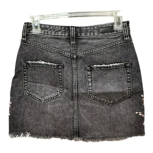 Abercrombie Embroidered Denim Mini Skirt Y2K Boho‎ Distressed Floral thumbnail 3