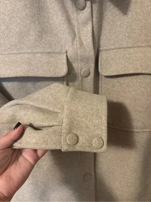 CALIA Oatmeal Heather Patch Pocket Shacket Size XL Tan thumbnail 4