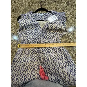 Mer St Barth Giselle Women's Maxi‎ Dress Navy Ikat Sundress Size Small Tassels thumbnail 11