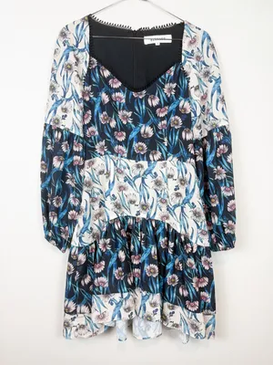 ELLIATT Emilia Long Sleeve Floral Sweetheart Neckline Mini‎ Dress Size Small thumbnail 4