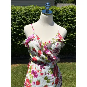 NEW Abercrombie Strawberry Floral‎ Ruffle Wrap Midi Autumn Wedding Guest Dress thumbnail 3