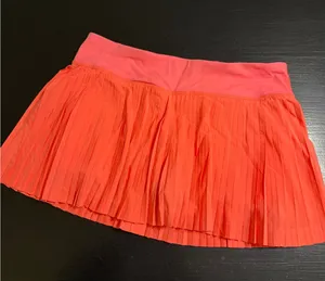 Lululemon Pleated Tennis Skort Coral Neon Orange Athletic Skirt Zipper Pocket‎ thumbnail 1