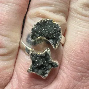 Druzy stone moon/star ring thumbnail 2