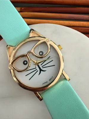Mint Cat Watch with Gold Accents Needs Battery Green thumbnail 5