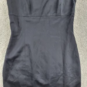 VTG Salvatore Ferragamo Dress 42 Black Linen Sheath Square Neck Straps LBD thumbnail 6