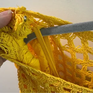 Miss‎ Me Yellow Floral Crochet Overlay Top Large thumbnail 3