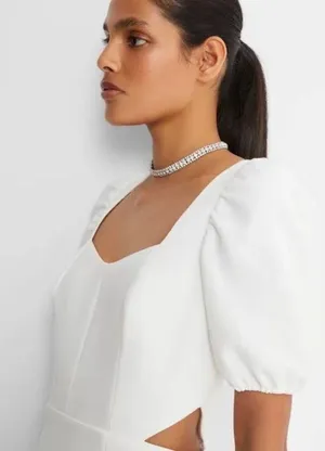 Whisper Puff Sleeve Cutout Mini Dress thumbnail 3