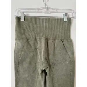 NWT Halara Mineral Green Ribbed High Waisted Tummy Control 7/8 Leggings Large thumbnail 4