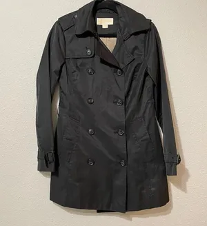 Michael Kors Black Double Breasted Trench Coat Womans XS Lightweight Jacket thumbnail 2