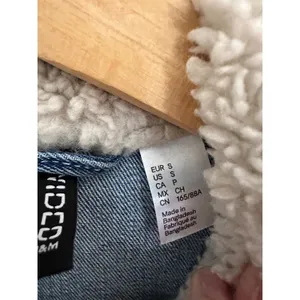 H&M Divided Borg Collared Denim Chore Jacket Small Oversized Trucker 100% Cotton thumbnail 5