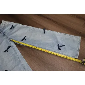 S.O.N.G. Bow Ribbon Light Wash Wide Leg Jeans Sz 1 25 Coquette Y2K thumbnail 6