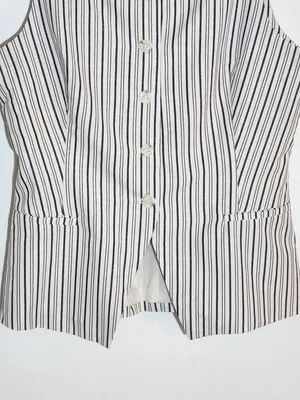 VICI Black and White Stripe Button Down Sleeveless Vest Style Top Sz Large NWOT thumbnail 3