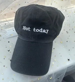 Not Today Baseball Cap Embroidered Quote Cotton Hat Black thumbnail 1